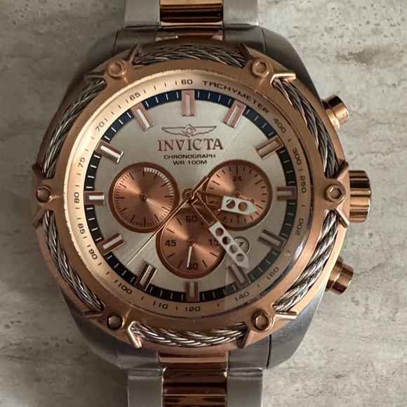 Invicta Rose Gold and Silver Chronograph Watch
